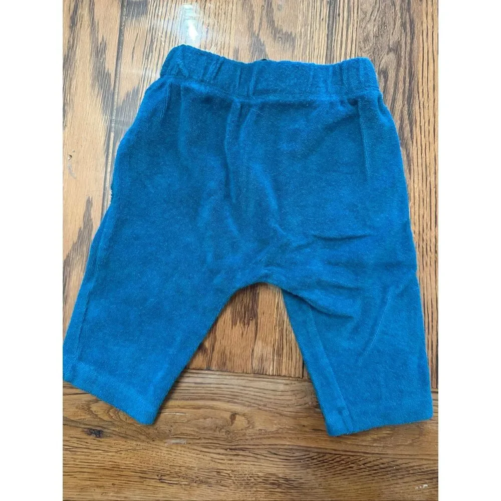 Oliver & Rain Teal Organic Cotton Terry‎ Drawstring Pull On Pants Size 6 Months